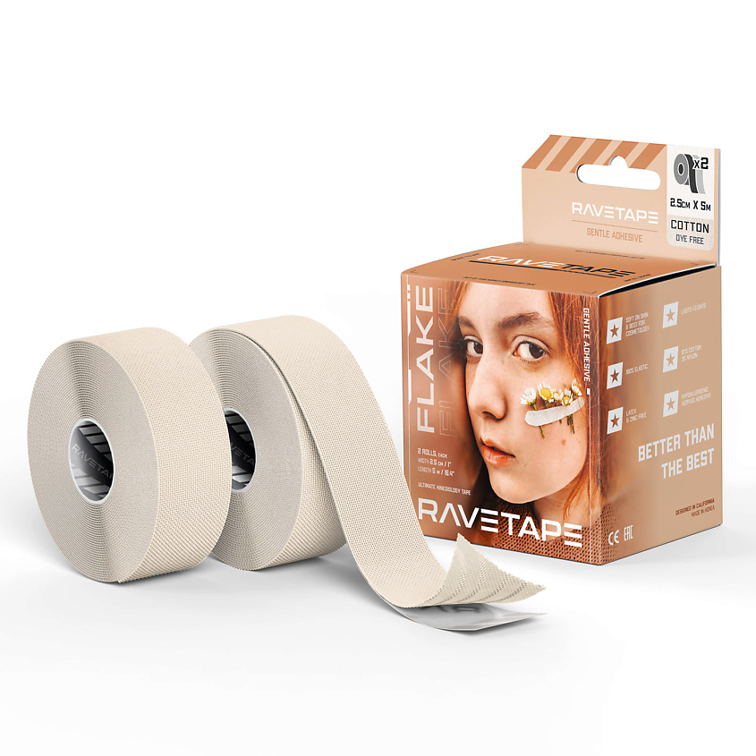 Изображение товара RAVE TAPE Кинезиотейп FLAKE 2.5×5, Нюд