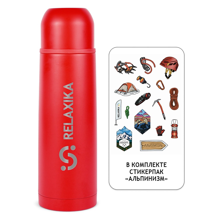 Изображение товара RELAXIKA Термос 750 мл для чая и кофе металлический, Красный