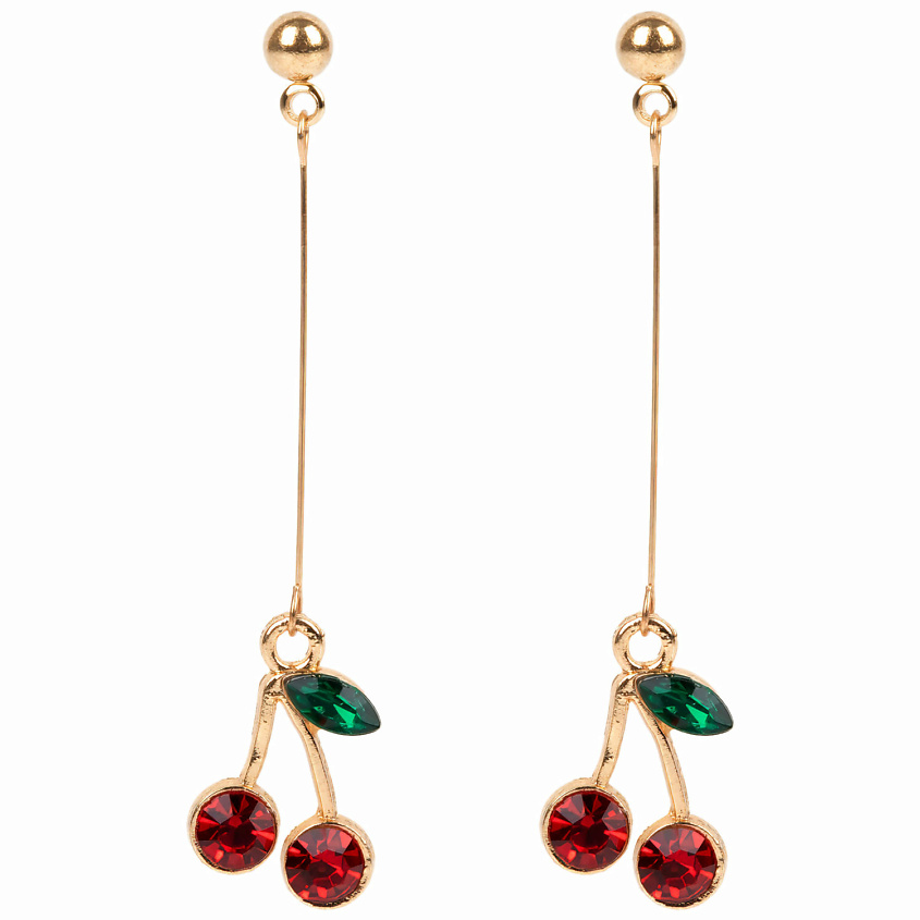 Изображение товара LUKKY Серьги-гвоздики с подвесками Вишенки, 1 шт