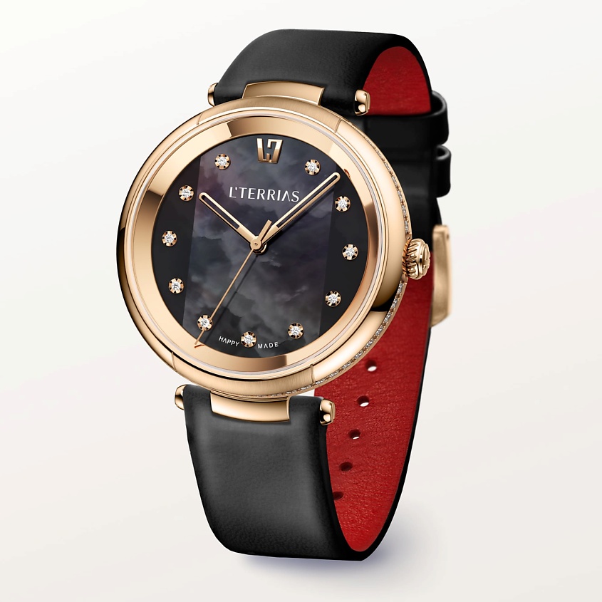 Изображение товара L'TERRIAS Женские часы со швейцарским механизмом на гладком ремешке, Черный