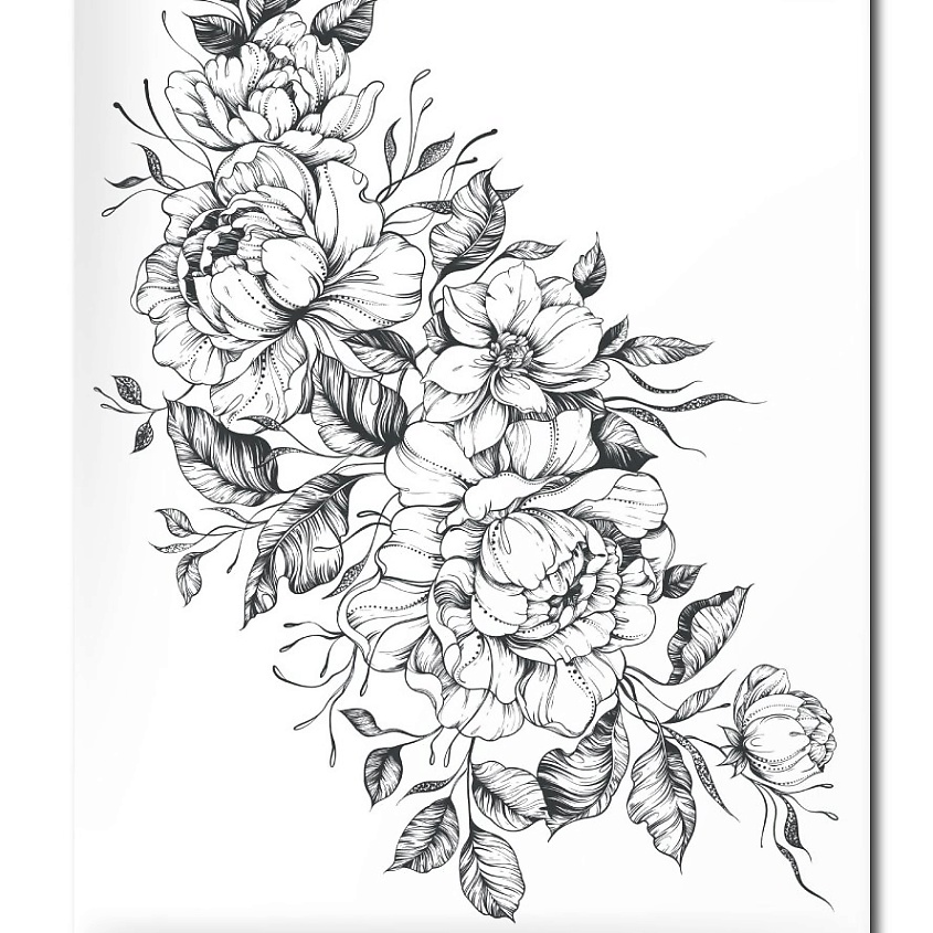 Изображение товара PRINT FACTORY Временная переводная татуировка Цветы, 1 шт.