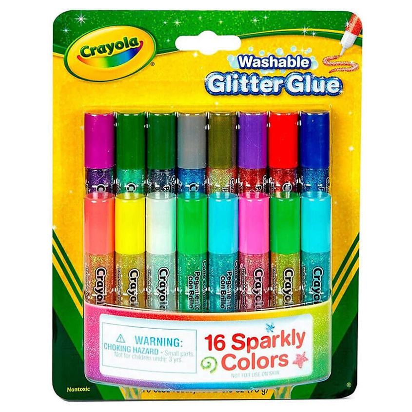 Изображение товара CRAYOLA Смываемый цветной клей с блестками Washable Glitter Glue, 16 шт.