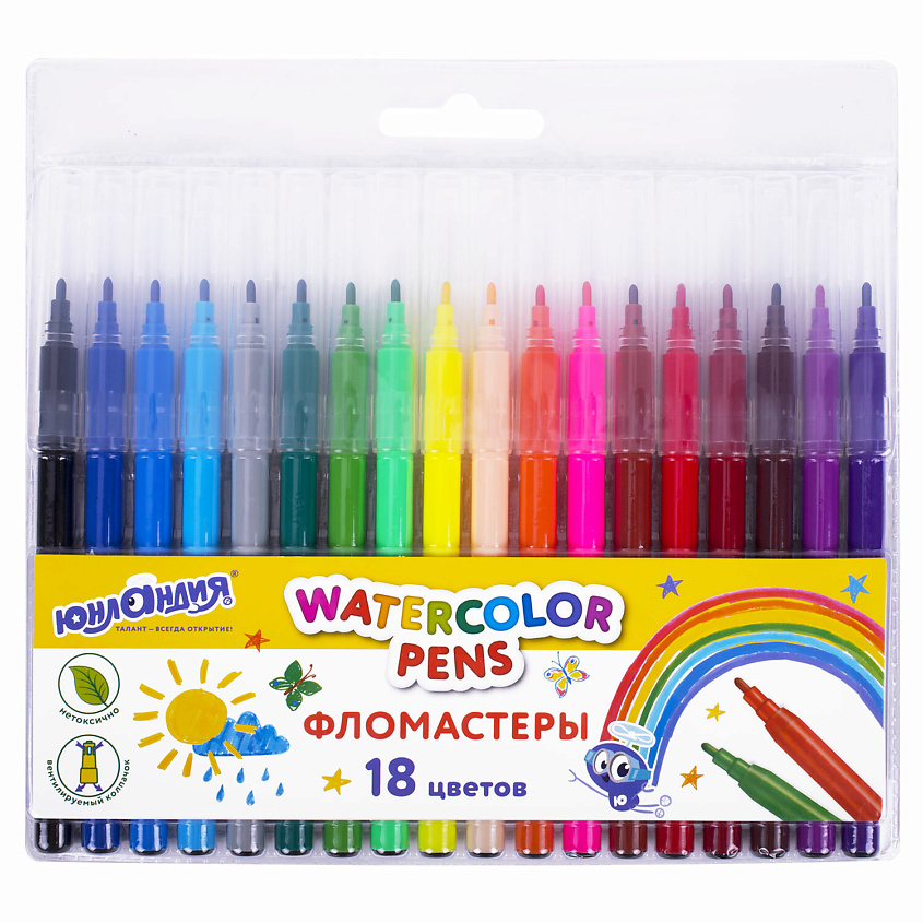 Изображение товара ЮНЛАНДИЯ Классные фломастеры 18 цветов для творчества детей и взрослых
