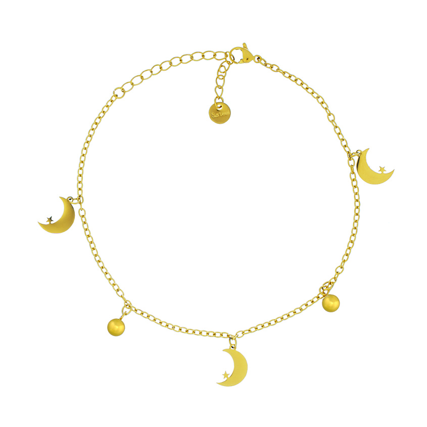 Изображение товара Браслет на ногу Crescent от FOROSTINA.К золотой регулируемый 20-25 см