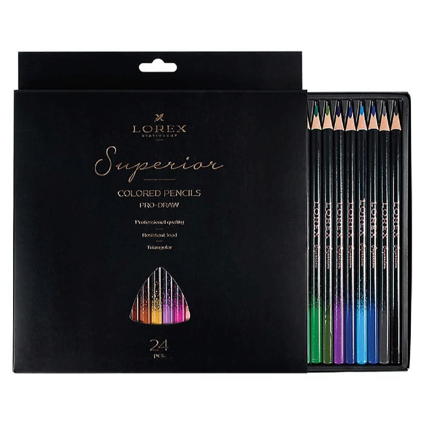 Изображение товара LOREX Цветные карандаши набор Superior, 24 цвета soft touch с золотом, 24 цвета