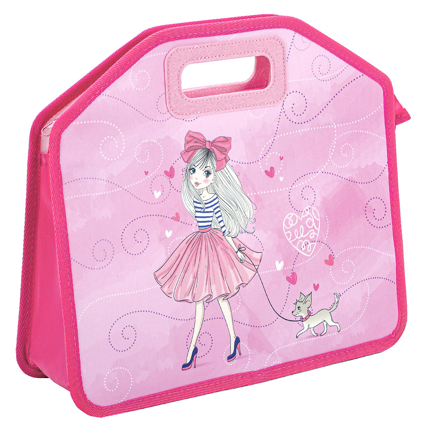 Изображение товара Практичная папка-сумка ЮНЛАНДИЯ Girl and dog из пластика с молнией