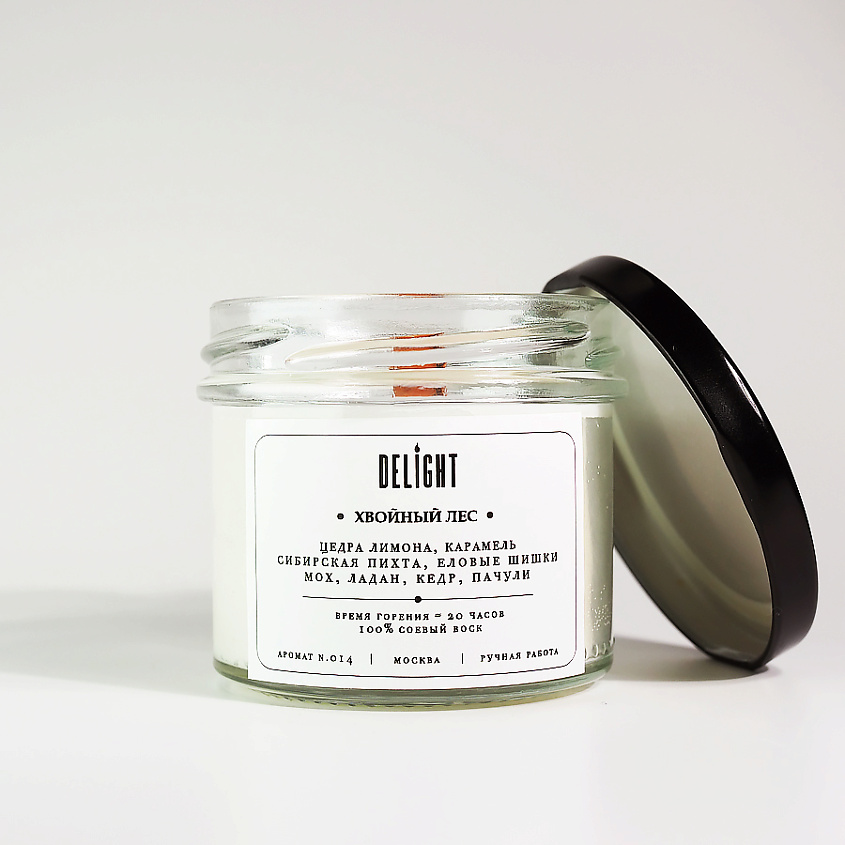 Изображение товара Ароматическая свеча DELIGHT Хвойный лес 125 мл натуральный соевый воск