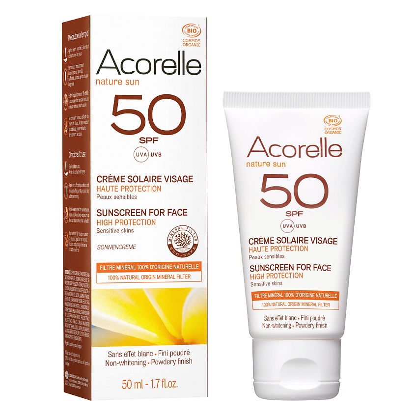 Изображение товара ACORELLE Солнцезащитный крем для лица SPF 50 увлажнение антиоксиданты 50 мл