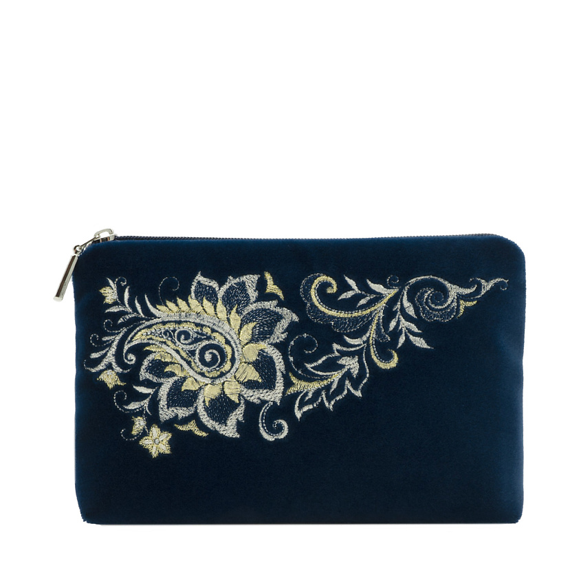 Изображение товара Бархатная косметичка ТОРЖОКСКИЕ ЗОЛОТОШВЕИ Мод 425 Рис 1214, синий