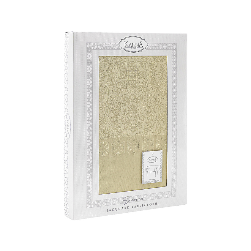 Изображение товара Жаккардовая водонепроницаемая овальная скатерть KARNA DARVIN 160х220 зеленая