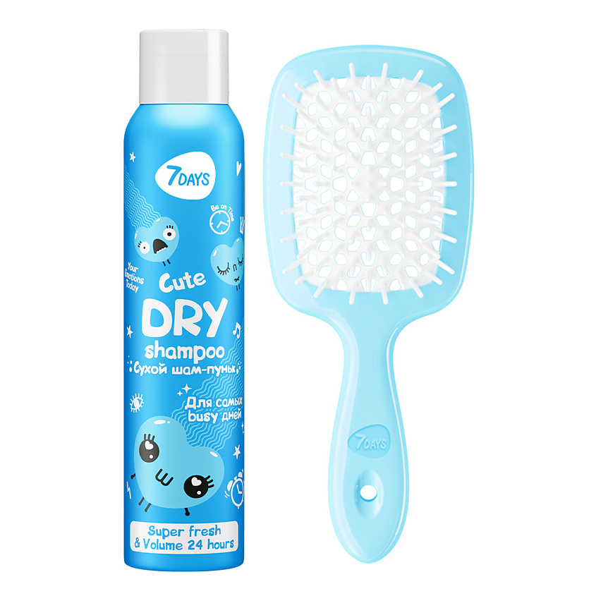 Изображение товара 7DAYS Шампунь сухой, расческа для волос, набор CUTE, 200 мл