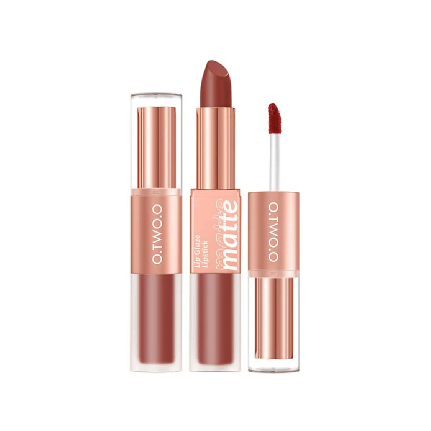 Изображение товара O.TWO.O Матовая губная помада и вельветовый тинт 2в1, #L08 (Hazelnut)