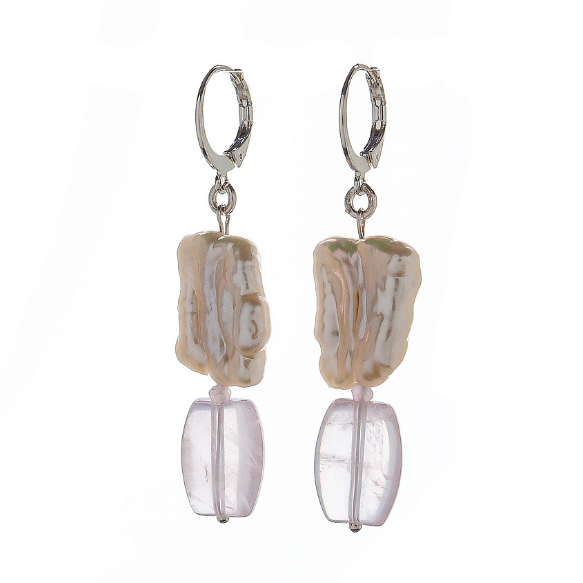 Изображение товара LANZEROTTI Серьги, Monroe, с розовым кварцем и жемчугом, LZ-23.07-271