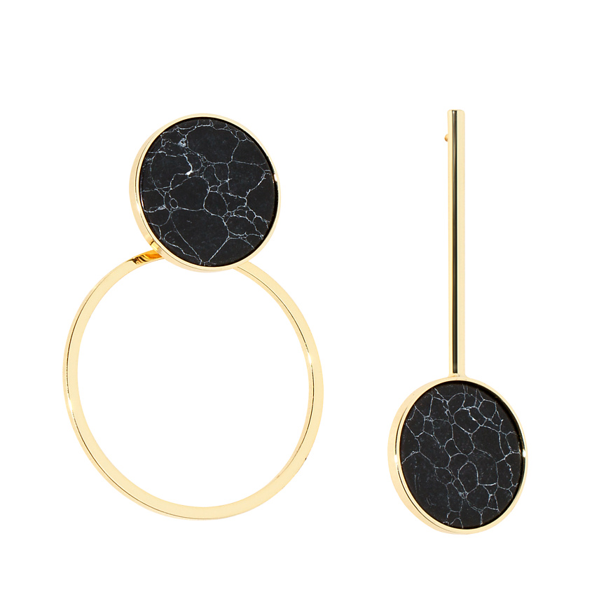 Изображение товара FOROSTINA.K Серьги Черный мрамор, Золотой