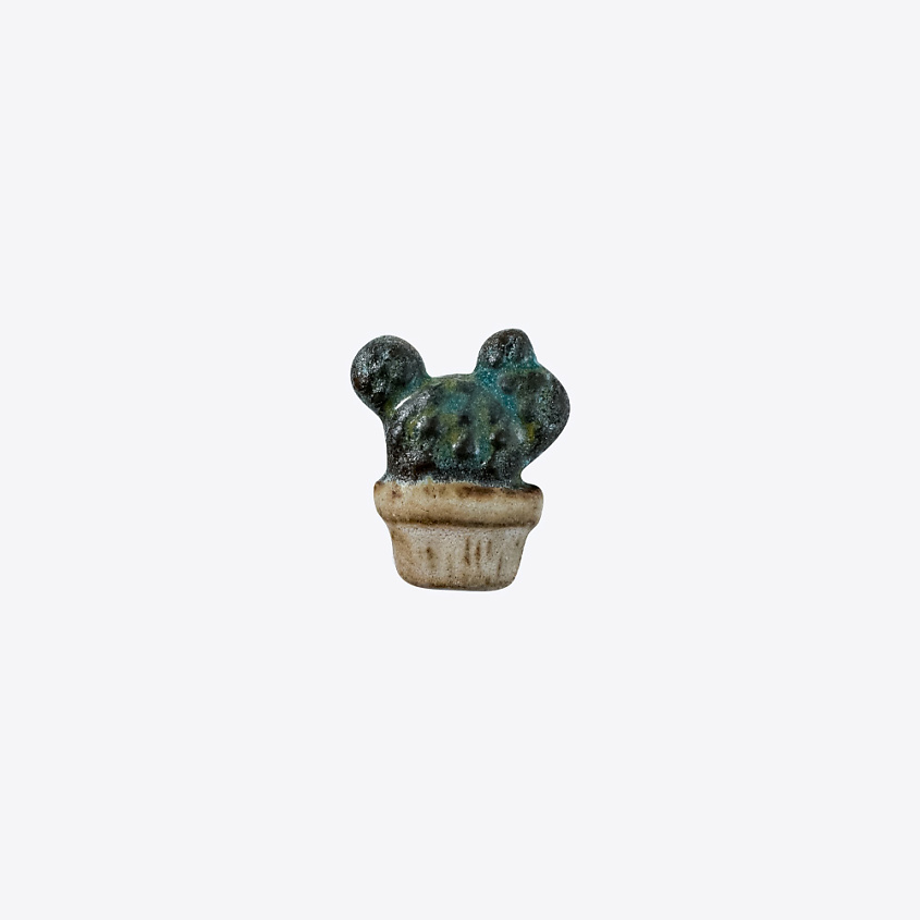 Изображение товара LA PALME ARTISAN CERAMICA Брошь-значок из керамики Кактус Опунция Бирюза Б, Голубой