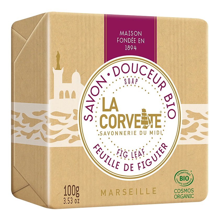 Изображение товара LA CORVETTE Мыло органическое для лица и тела Лист инжира Marseille Fig Leaf Soap, 100 гр