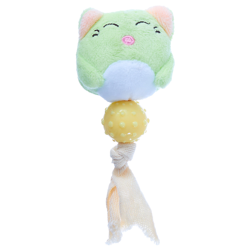 Изображение товара ZOO ONE Игрушка для маленьких пород собак и щенков Кот с мячом TRP, 10,5 см