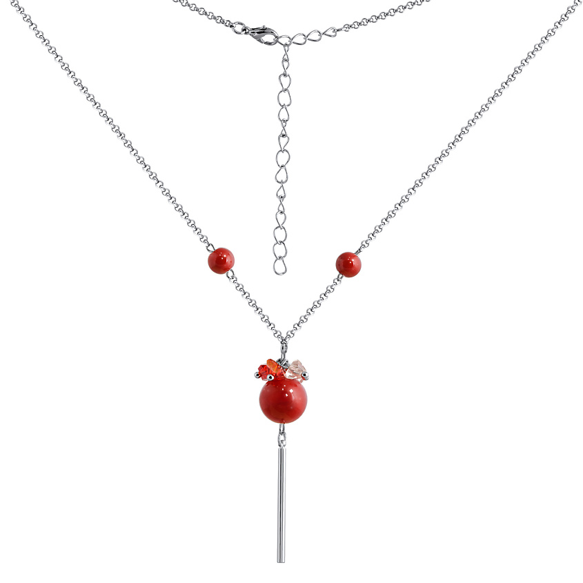 Изображение товара KOSHIKA Колье из аквамарина с кристаллами, Красный, бордовый, серебряный
