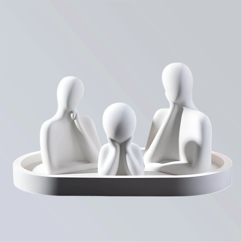 Изображение товара SHE STYLE Набор статуэток из гипса Семья для декора дома, 1 шт