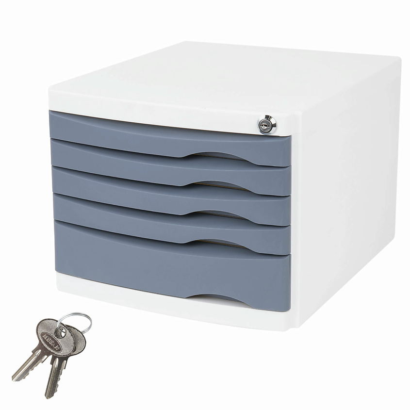 Изображение товара Бокс с замком и 5 выдвижными лотками BRAUBERG Office-Expert белый