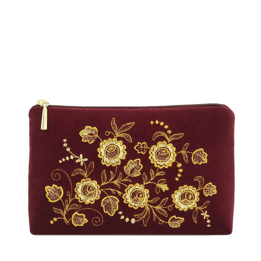 Изображение товара Бархатная косметичка ТОРЖОКСКИЕ ЗОЛОТОШВЕИ модел 425-1 Рис 2029 бордовая с вышивкой