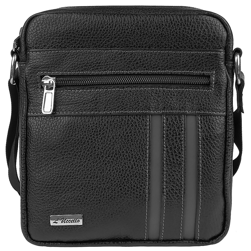 Изображение товара Сумка мужская кросс-боди из натуральной кожи L'Uccello черного цвета