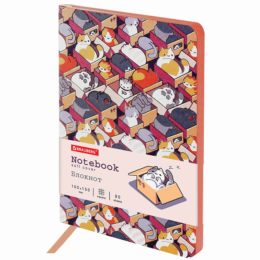Изображение товара BRAUBERG Блокнот А6 VISTA Catopolis 80 листов, Мультицвет