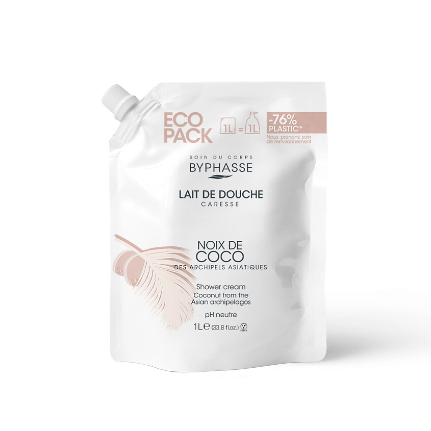 Изображение товара BYPHASSE ECOPACK Гель для душа CARESSE кокосовый, 1000 мл