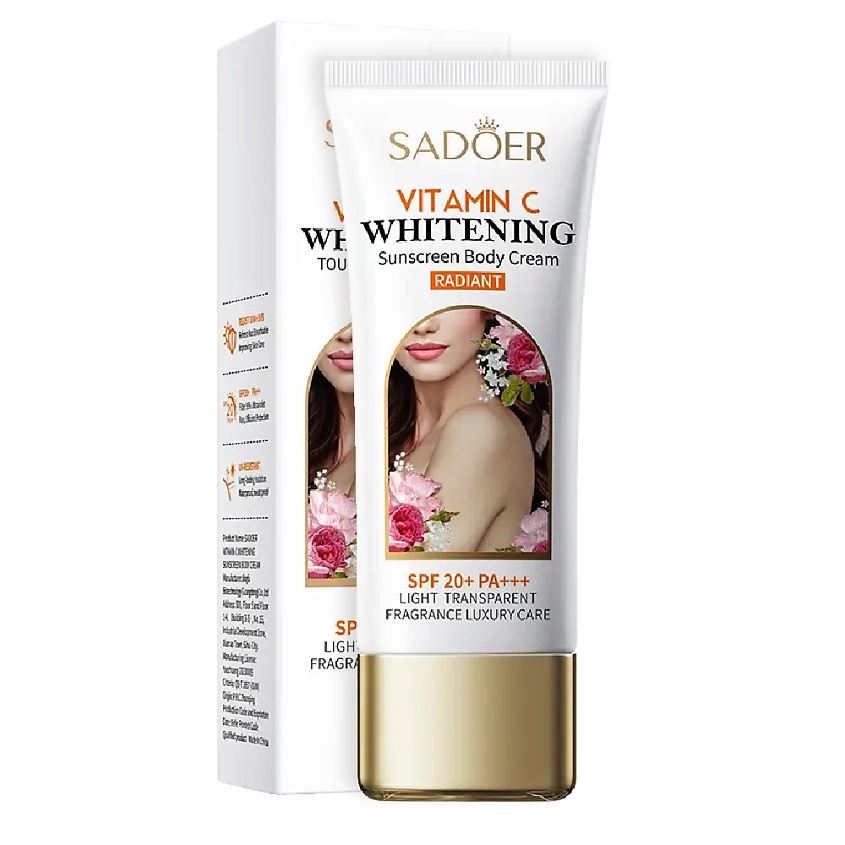 Изображение товара SADOER Крем для тела SPF 20+ Radiant осветляющий с витамином С, 100 гр.