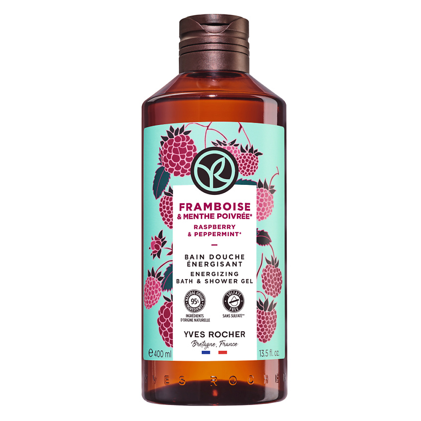 Изображение товара YVES ROCHER Гель для душа и ванны «Малина & Перечная Мята», 400 мл