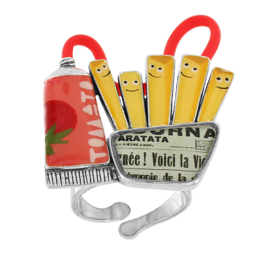 Изображение товара TARATATA Кольцо Ketchup, разъемное, смола, резиновый шнур, размер: 18