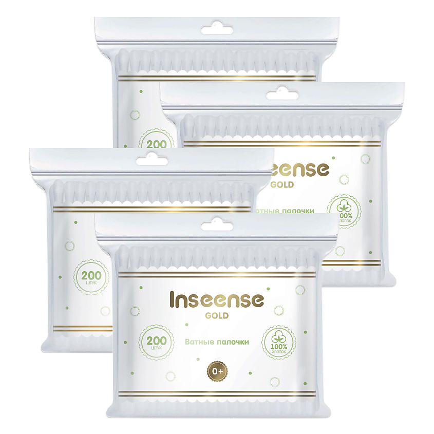 Изображение товара INSEENSE Ватные палочки детские, 200 х 4 шт.