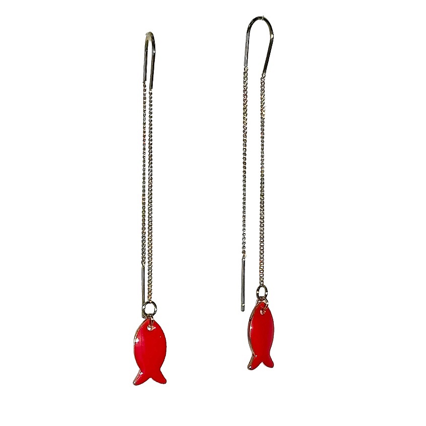 Изображение товара MAOMI Серьги на цепочке "Рыбки", Коралловый