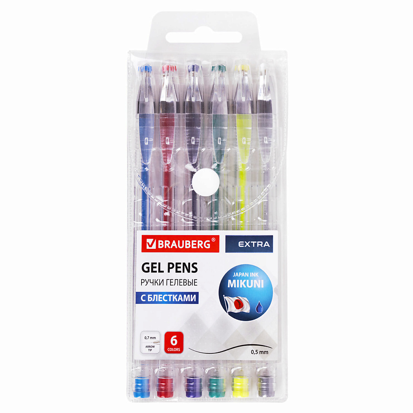 Изображение товара BRAUBERG Ручки гелевые EXTRA Блестки, 6 шт.