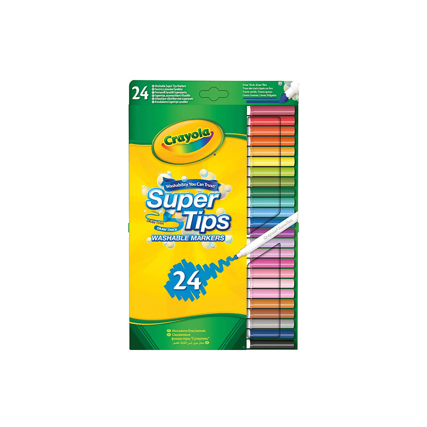Изображение товара Crayola Смываемые фломастеры Supertips Washable 24 шт. яркие и универсальные