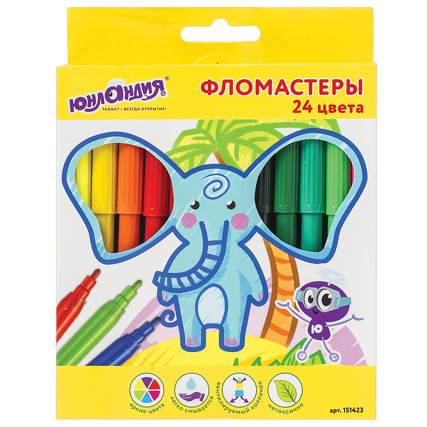 Изображение товара Набор фломастеров ЮНЛАНДИЯ ЭКЗОТИКА 24 цвета для творчества