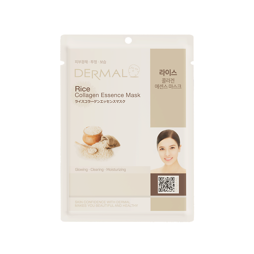 Изображение товара Тканевая маска с экстрактом риса и коллагеном DERMAL 23 г для лица