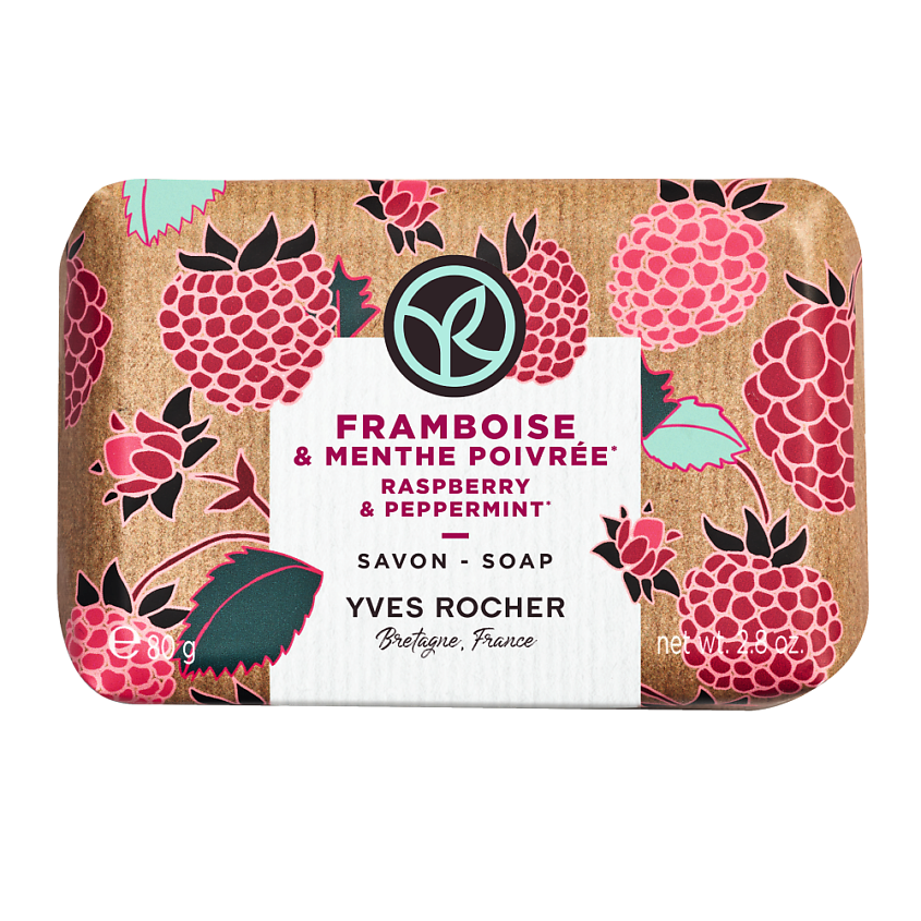 Изображение товара YVES ROCHER Мыло МАЛИНА & ПЕРЕЧНАЯ МЯТА 1 шт Натуральное очищение и свежесть