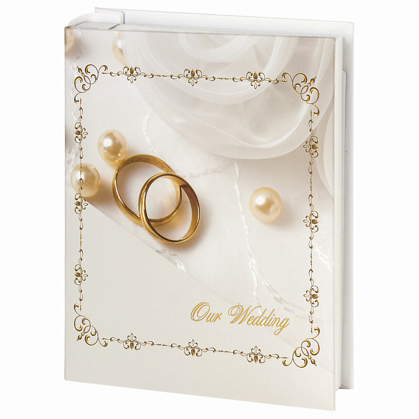 Изображение товара BRAUBERG Фотоальбом Кольца и жемчуг 200 фото 10х15см бежево-золотистый