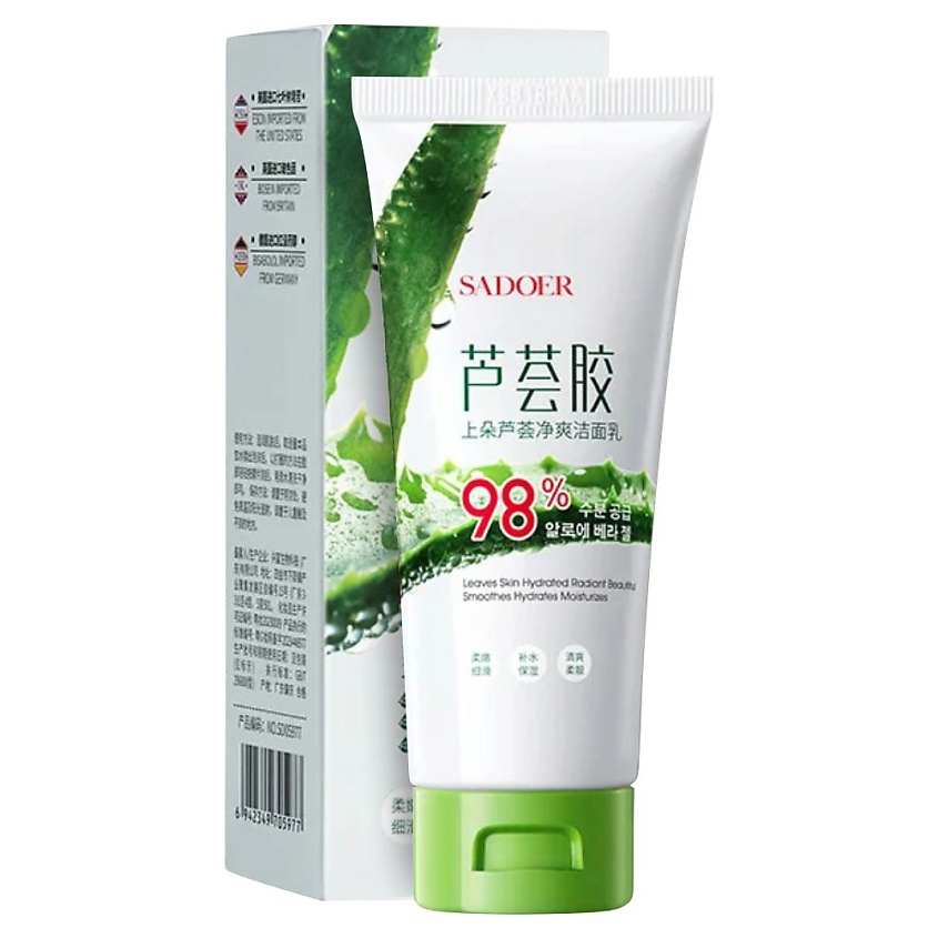 Изображение товара SADOER Средство для умывания освежающее и очищающее с экстрактом алоэ вера, 100 гр.