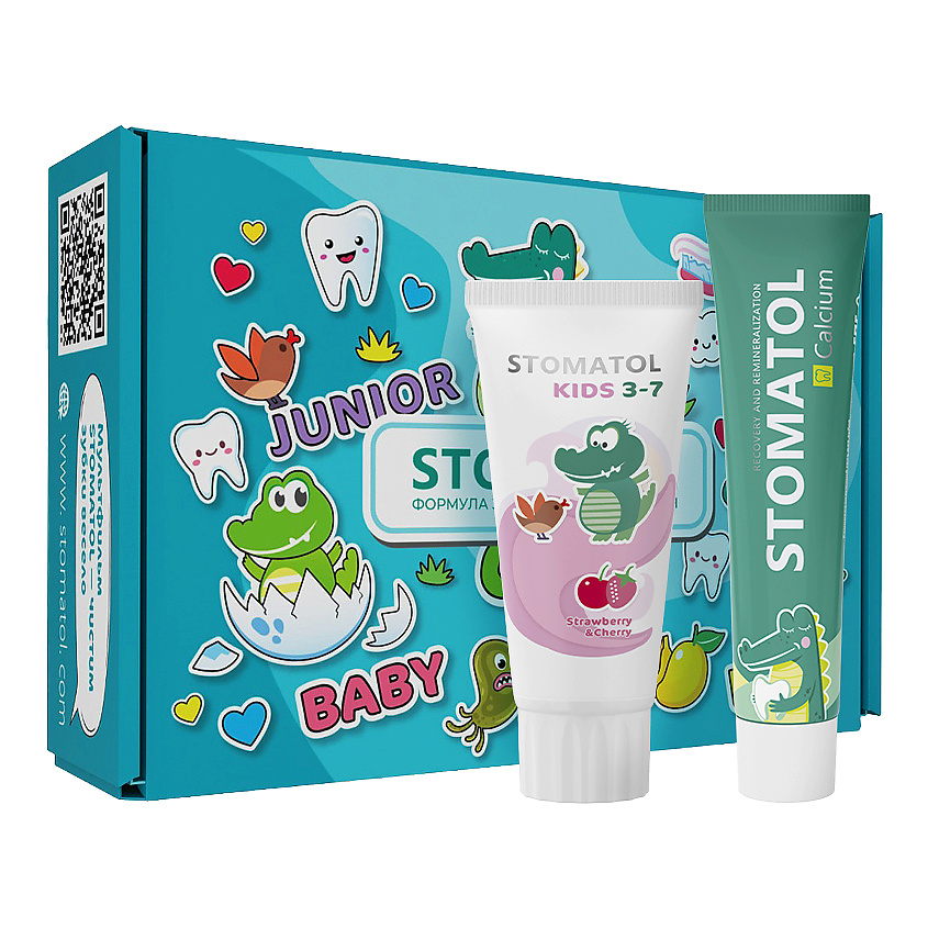 Изображение товара STOMATOL Набор детский реминерализующий гель для зубов 0+ и зубная паста 3+, 1 шт.