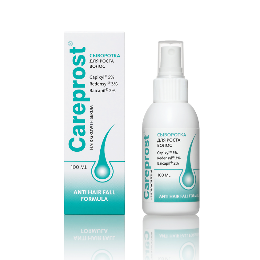 Изображение товара CAREPROST Сыворотка для роста и против выпадения волос, Капиксил 5%, Реденсил 3%, Байкапил 2%, 100 мл