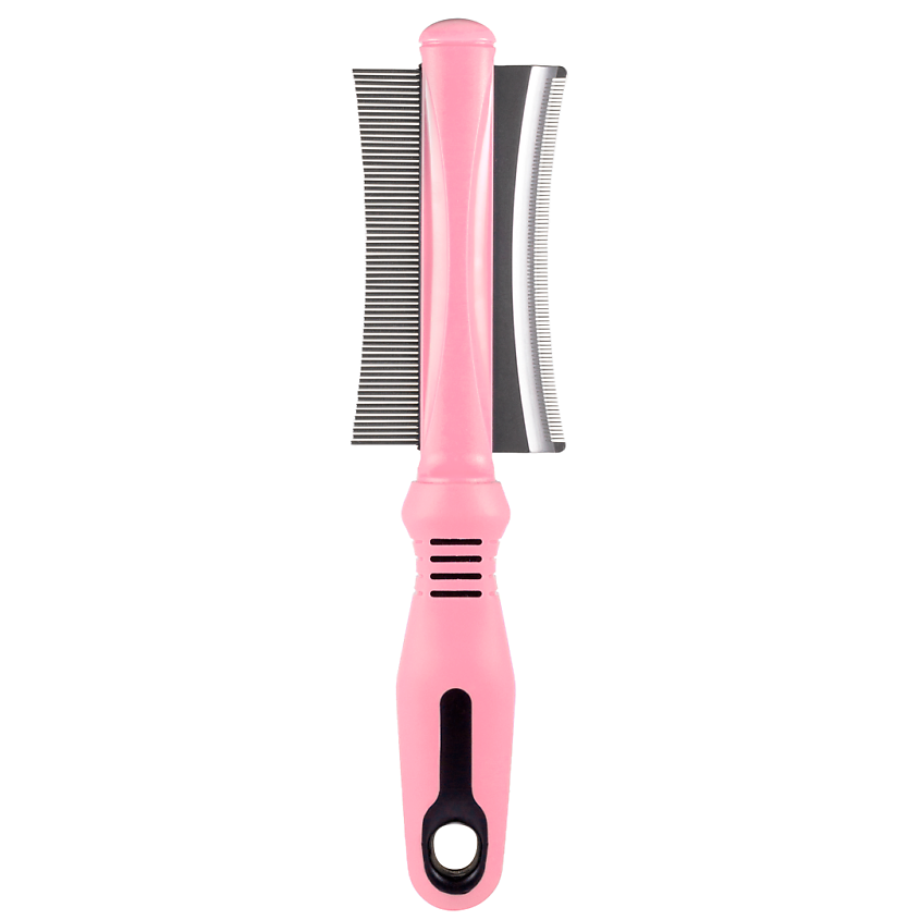 Изображение товара TENBERG Расческа Валера для кошек и собак 2-в-1 дешеддер + гребень Vertigo, Розовый
