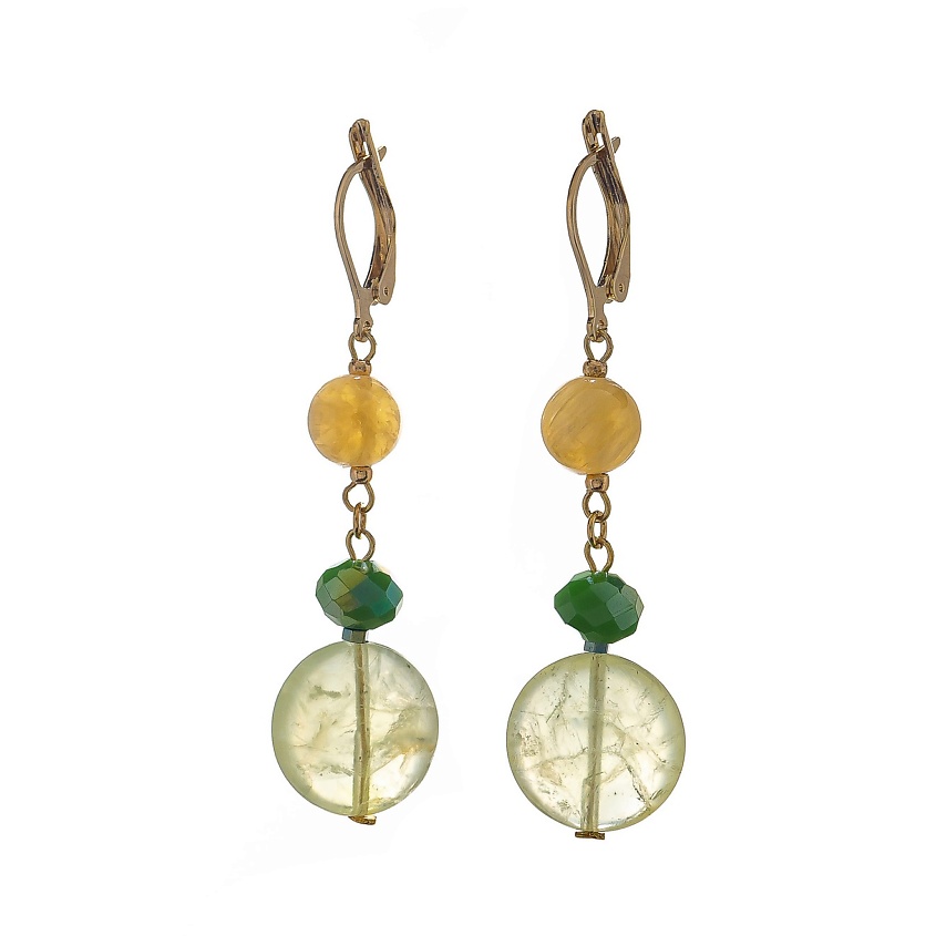 Изображение товара LANZEROTTI Серьги Ispirazione, пренит, гипсан, кристалл, гематит, цвет: Зеленый, размер: 5