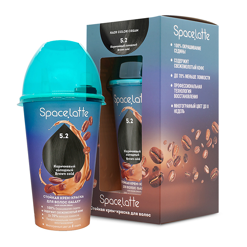 Изображение товара SPACE.LATTE Стойкая крем краска для волос, 5.2 Коричневый холодный