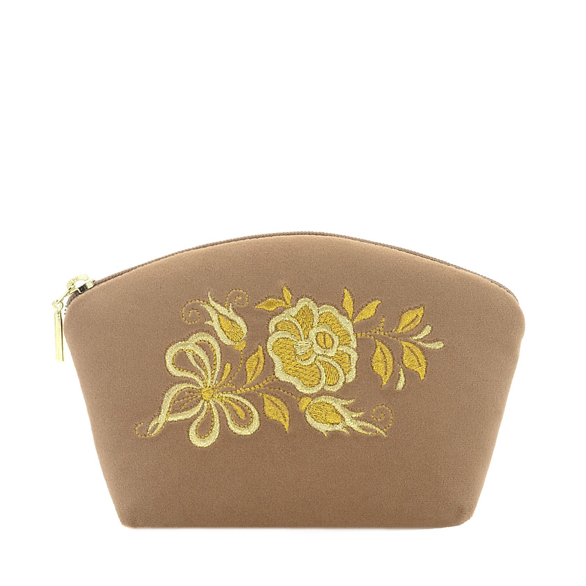 Изображение товара Косметичка бархатная ТОРЖОКСКИЕ ЗОЛОТОШВЕИ 294 Рис 2010-1 бежевый вышивка серебро