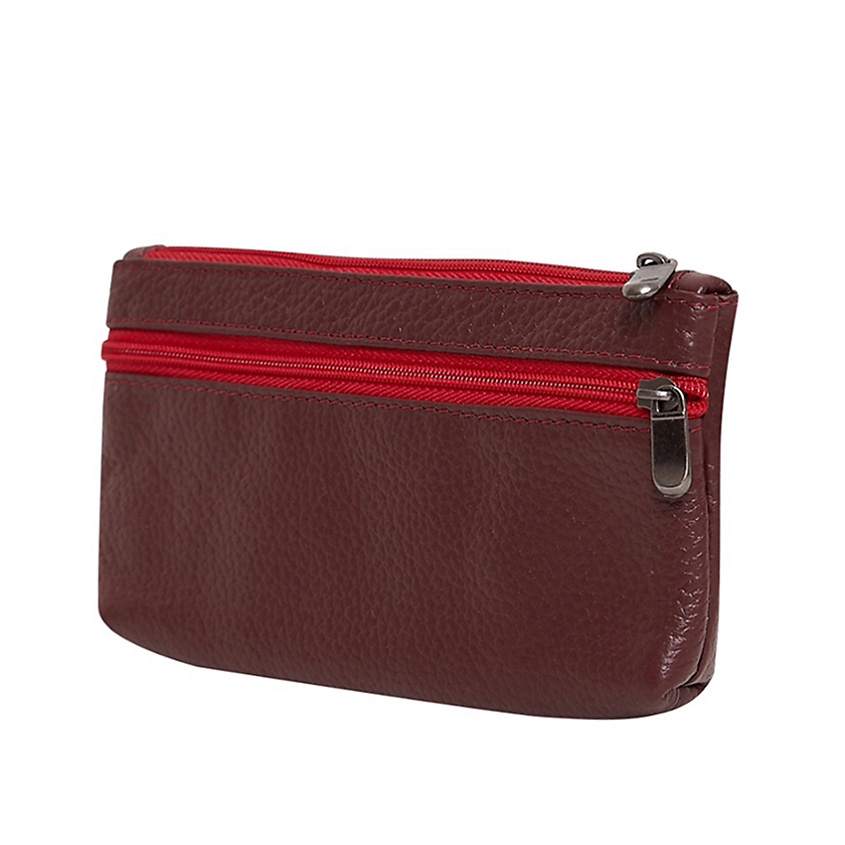 Изображение товара FORTE Ключница из натуральной кожи с двумя молниями, Бордовый