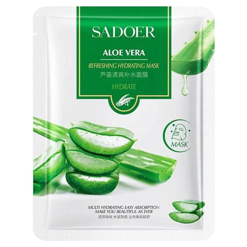 Изображение товара SADOER Маска для лица Refreshing увлажняющая тканевая с алоэ вера, 25 гр. Изображение товара SADOER Маска для лица Refreshing увлажняющая тканевая с алоэ вера, 25 гр.