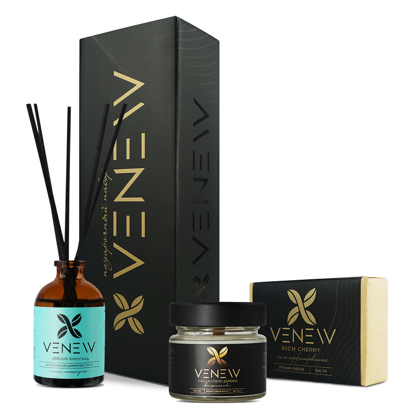 Изображение товара VENEW Подарочный набор для дома, 50 мл + 100 мл + 100 г