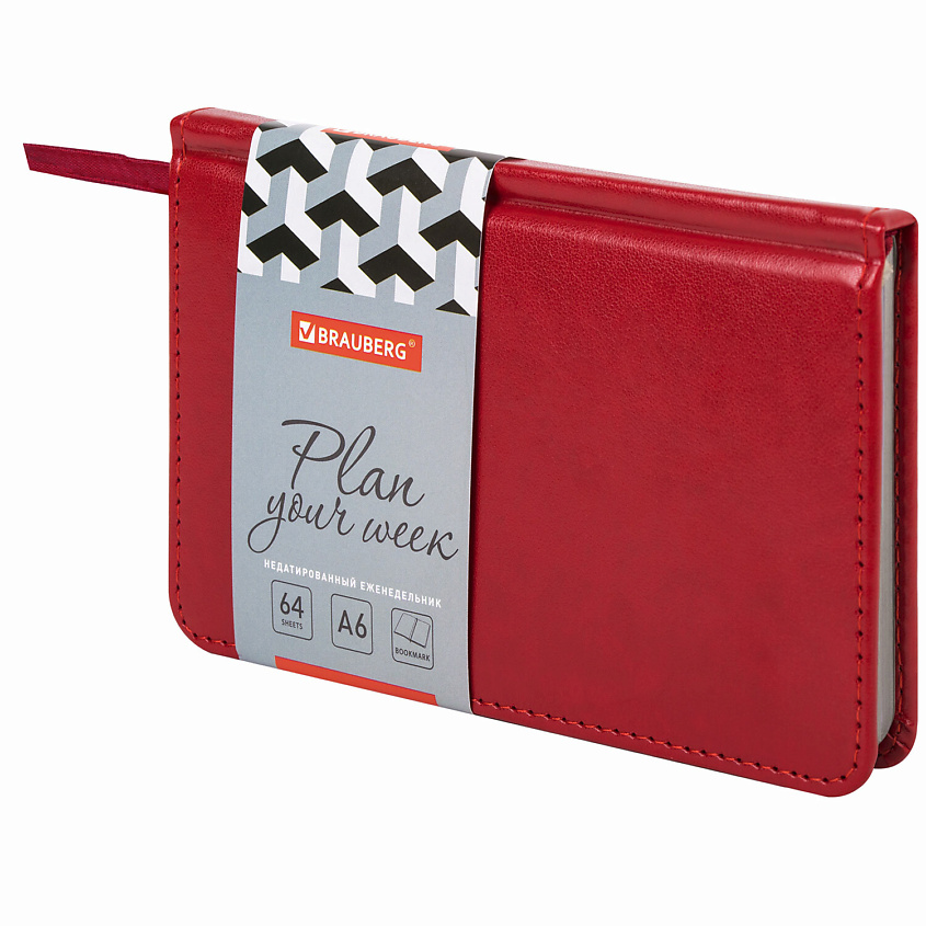 Изображение товара BRAUBERG Еженедельник А6 Rainbow, Красный
